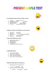English worksheet: present siplme exercise