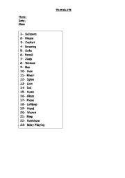 English worksheet: Vocabulary