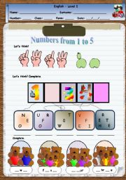 English Worksheet: Lets learn numbers