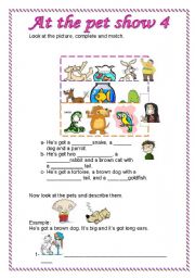 English Worksheet: At the pet show 4/4