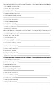 English worksheet: Reported Commands