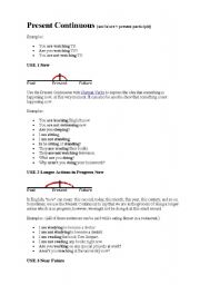 English Worksheet: Present continuous