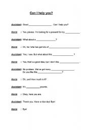 English worksheet: In a shop