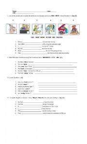 English worksheet: Form B of the past porgressive test