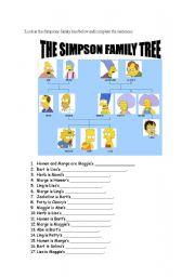 English Worksheet: The Simpsons Family Tree