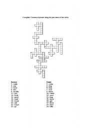English Worksheet: Irregular Past Tense Crossword Puzzel