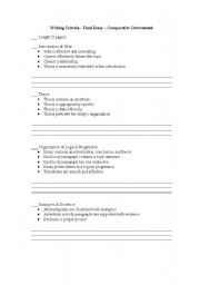 English Worksheet: Rubric for Social Studies Writing - for higher level ESL and Mainstream High School Writers