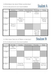 English Worksheet: Daily Routines with times and days