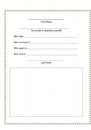 English Worksheet: Biography Poem Template