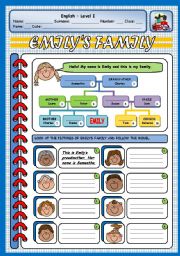 English Worksheet: EMILYS FAMILY (2 PAGES)