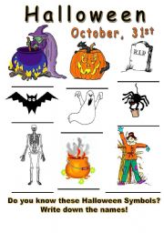 English Worksheet: Halloween Symbols