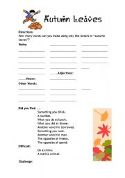 English Worksheet: Autumn Leaves