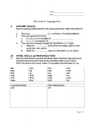 English worksheet: Alphabet Basics