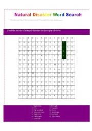 English worksheet: Natural disaster - wordsearch