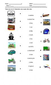 English Worksheet: Transpotations / vehicles