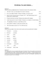 English worksheet: Christmas fun and games