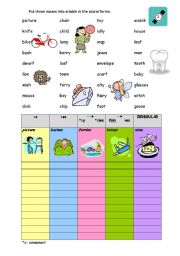 English Worksheet: PLURALS