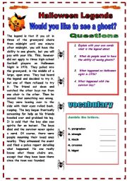 English Worksheet: HALLOWEEN LEGENDS