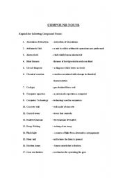 English Worksheet: expanding compound nouns