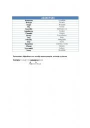 English worksheet: adjectives