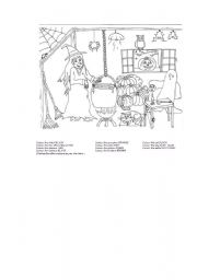English Worksheet: colour the witch....