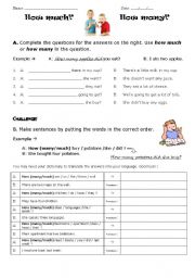 English Worksheet: How much? How Many?