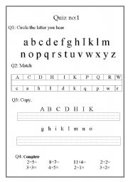 English worksheet: small Quiz about Alphapet