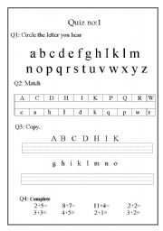 English Worksheet: small Quiz about Alphapet