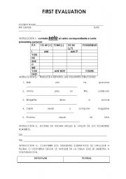 English Worksheet: EVALUATION 