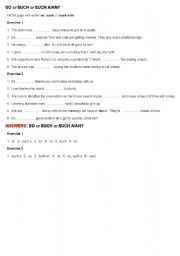 English worksheet: SO or SUCH or SUCH A