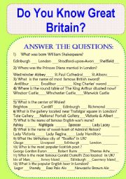 DO YOU KNOW Great Britain? Answer the Questions.