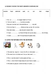 English worksheet: Animals - verbs with your body