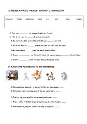 English Worksheet: Animals - verbs with your body