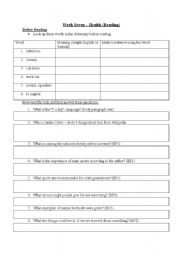 English worksheet: Health