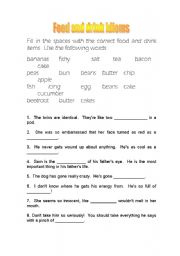 English Worksheet: Food and drink idioms