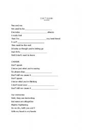 English worksheet: No Doubt Dont Speak fill in the blank