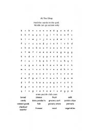 English Worksheet: At the Shop