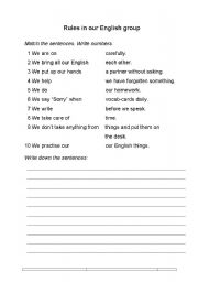 English worksheet: Rules in our classroom