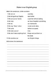 English Worksheet: Rules in our classroom
