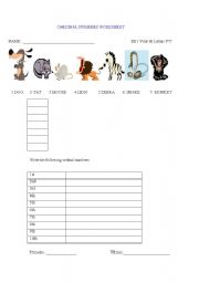 English worksheet: cardinal numbers