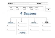 English worksheet: 4 seasons