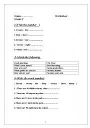 English worksheet: numbers