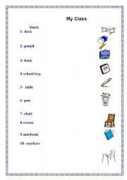 English worksheet: Classroom Objects