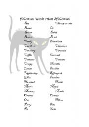 English worksheet: Halloween word bank