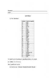 English worksheet: 1st Class 