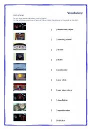 English Worksheet: Parts of a car