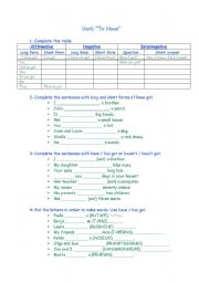 English worksheet: Verb To Have