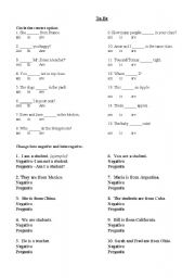 English worksheet: Revision of Verb To Be