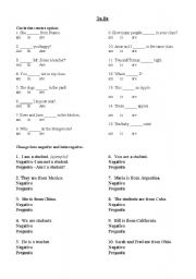 English Worksheet: Revision of Verb To Be