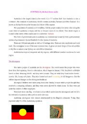 English Worksheet: AUSTRALIA,the land down under